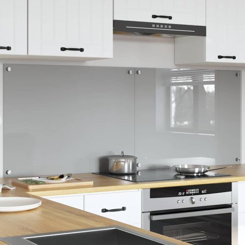 Кухненски гръб 2 pcs Светлосиво 80 x 60 cm закалено стъкло