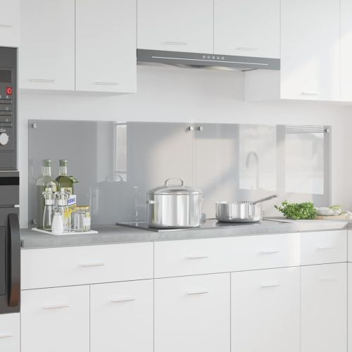 Кухненски гръб 2 pcs Светлосиво 90 x 50 cm закалено стъкло