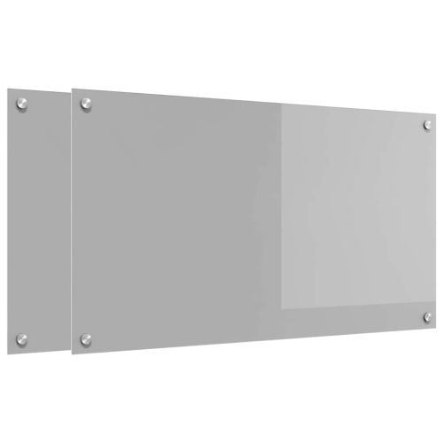 Кухненски гръб 2 pcs Светлосиво 90 x 50 cm закалено стъкло