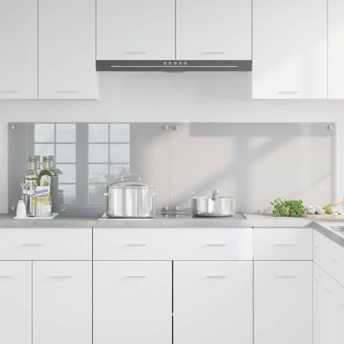 Кухненски гръб 2 pcs Светлосиво 90 x 50 cm закалено стъкло