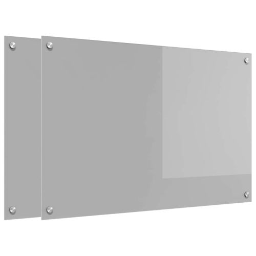 Кухненски гръб 2 pcs Светлосиво 90 x 60 cm закалено стъкло
