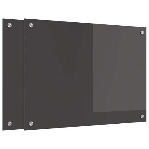 Кухненски гръб 2 pcs Тъмен сив 70 x 50 cm закалено стъкло