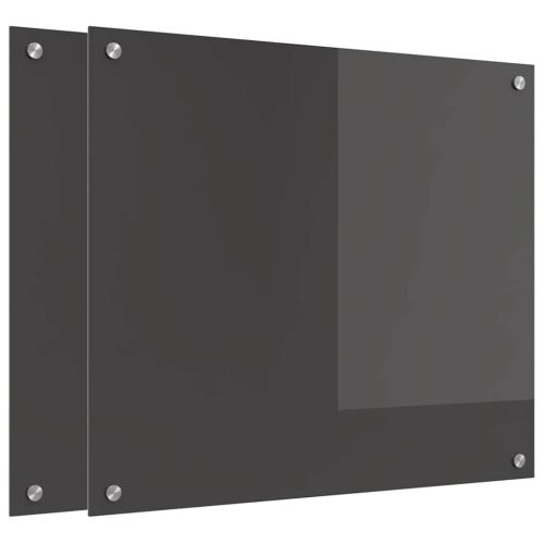 Кухненски гръб 2 pcs Тъмен сив 70 x 60 cm закалено стъкло