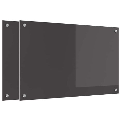 Кухненски гръб 2 pcs Тъмен сив 80 x 50 cm закалено стъкло