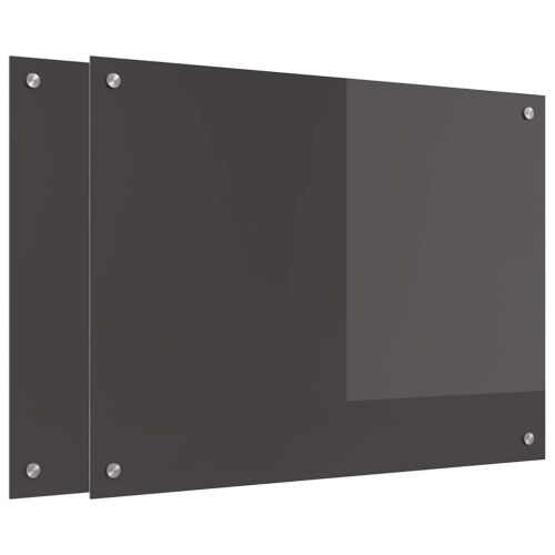 Кухненски гръб 2 pcs Тъмен сив 80 x 60 cm закалено стъкло