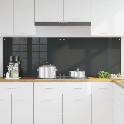 Кухненски гръб 2 pcs Тъмен сив 90 x 60 cm закалено стъкло