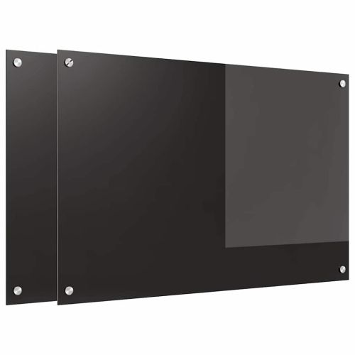 Кухненски гръб 2 pcs Черно 90 x 60 cm закалено стъкло