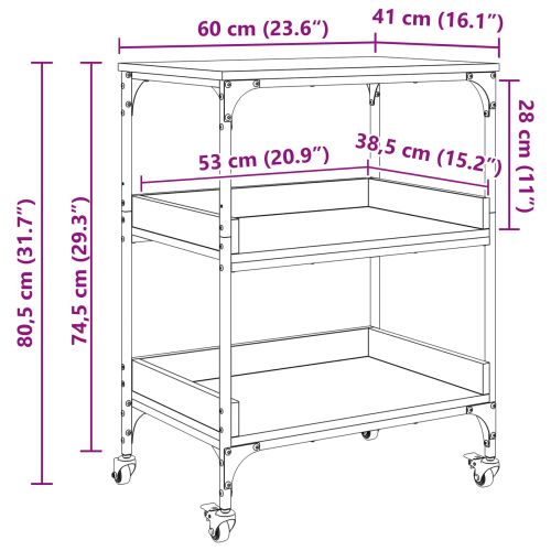 Кухненска количка Дъб 60 x 41 x 80.5 см Инженерно дърво