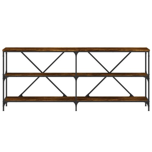 Конзолна маса опушен дъб 180x30x75 см инженерно дърво и желязо