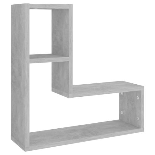 Стенни рафтове, 2 бр, бетонно сив, 50x15x50 см, инженерно дърво