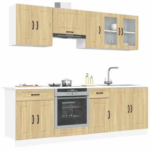 Комплект кухненски шкафове от 8 части Kalmar, инженерно дърво