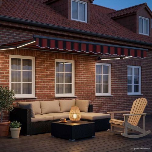 Ръчен изтеглящ сенник с LED светлини 3 x 2 m