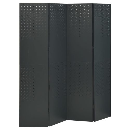 4-панелни паравани за стая, 2 бр, антрацит, 160x180 см, стомана