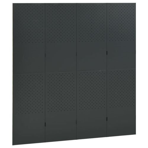 4-панелни паравани за стая, 2 бр, антрацит, 160x180 см, стомана