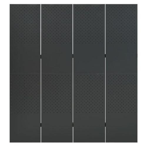 4-панелни паравани за стая, 2 бр, антрацит, 160x180 см, стомана