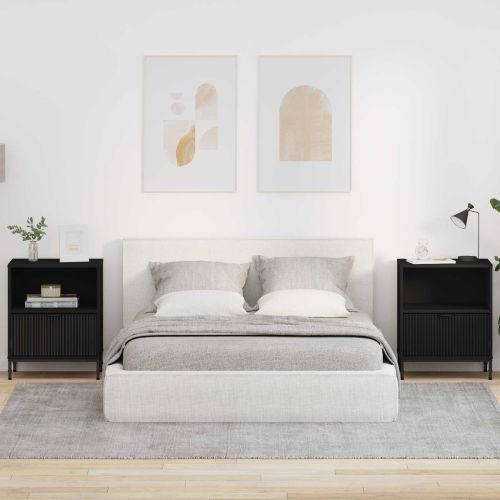 Нощен шкаф 2 pcs Черно 49 x 36 x 61 см Инженерно дърво