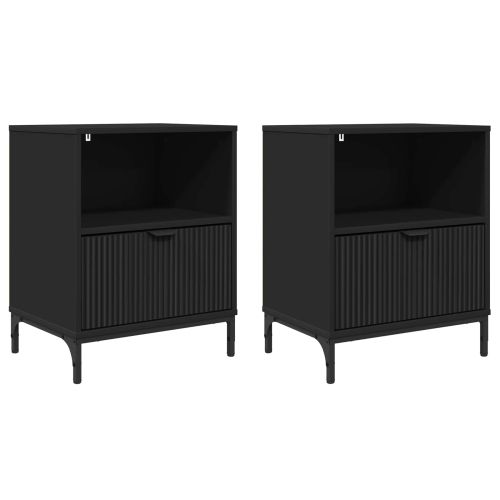 Нощен шкаф 2 pcs Черно 49 x 36 x 61 см Инженерно дърво