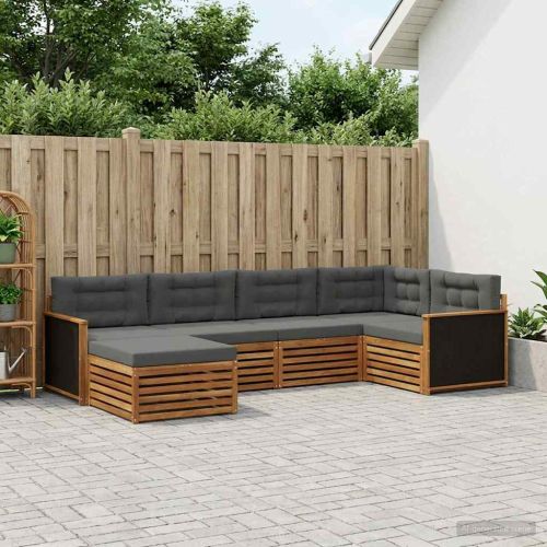 Комплект дивани за открито 6 pcs Натурален и Антрацит