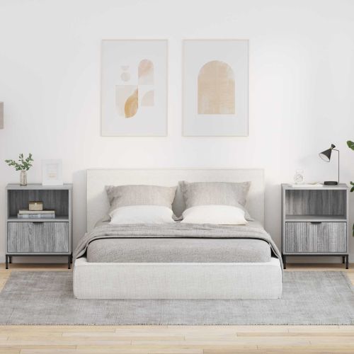 Нощен шкаф 2 pcs Сив сонома 49 x 36 x 61 см Инженерно дърво