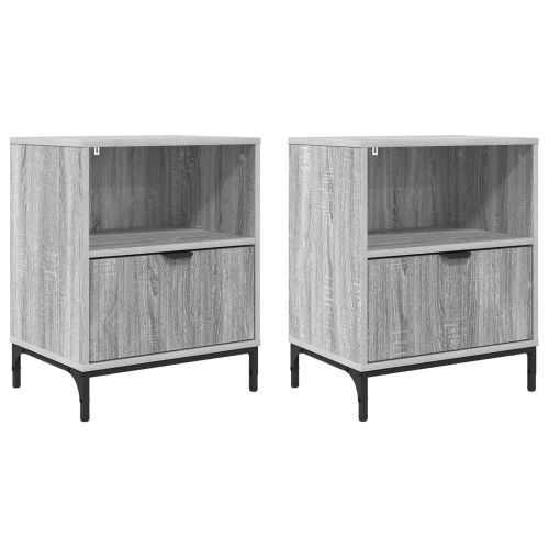 Нощен шкаф 2 pcs Сив сонома 49 x 36 x 61 см Инженерно дърво
