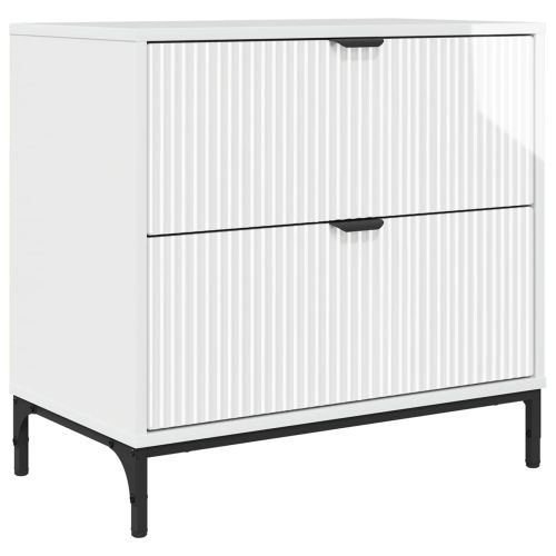 Нощно шкафче с чекмедже Бяло Със Силен Гланц 63.5 x 36 x 61 см