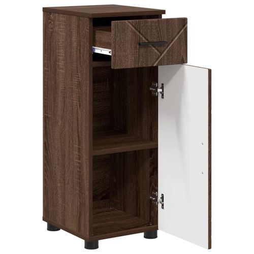 Шкаф за баня Кафяв дъб 30 x 35 x 80 см Инженерно дърво & Метал