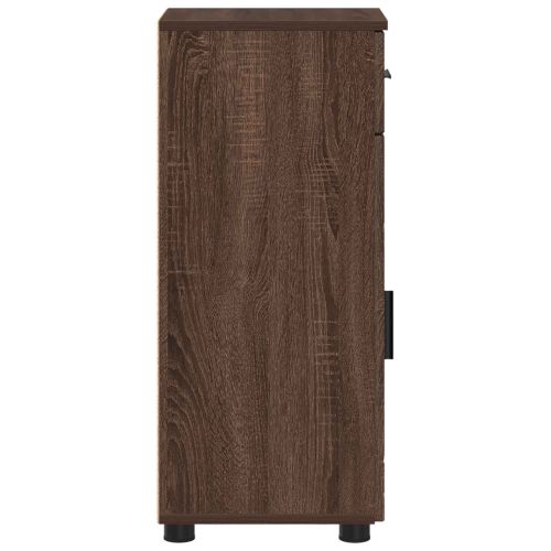Шкаф за баня Кафяв дъб 30 x 35 x 80 см Инженерно дърво & Метал