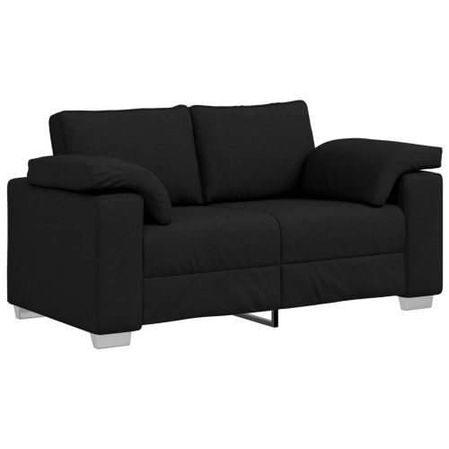 Диван 3 pcs Черно 219 x 80 x 82 см Ленена смесена тъкан