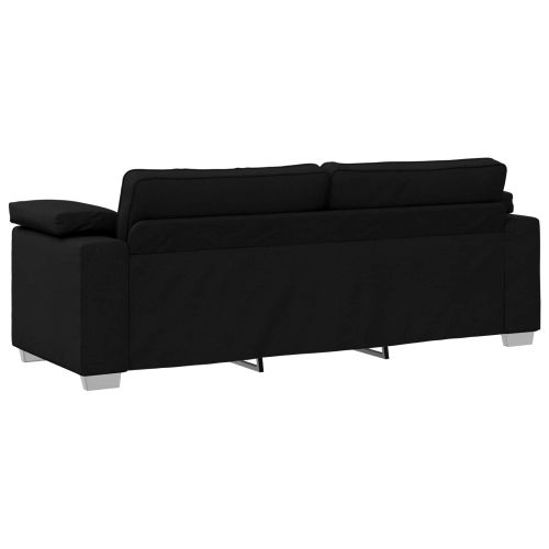 Диван 3 pcs Черно 219 x 80 x 82 см Ленена смесена тъкан