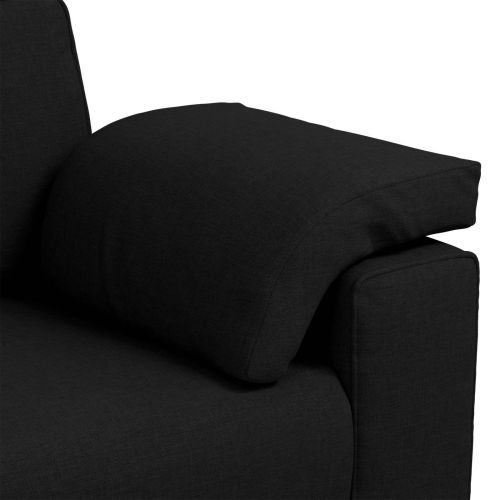 Диван 3 pcs Черно 219 x 80 x 82 см Ленена смесена тъкан