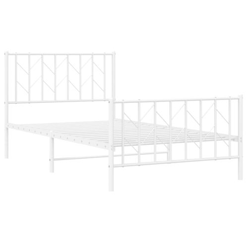 Метална рамка за легло с горна и долна табла, бяла, 100x200 см