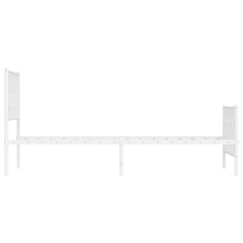 Метална рамка за легло с горна и долна табла, бяла, 100x200 см