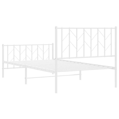 Метална рамка за легло с горна и долна табла, бяла, 100x200 см