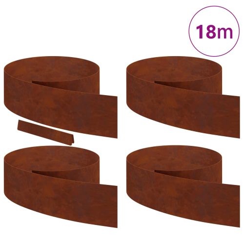 Ограда за трева 4 pcs Ръждясало 450 x 0,05 x 20 см
