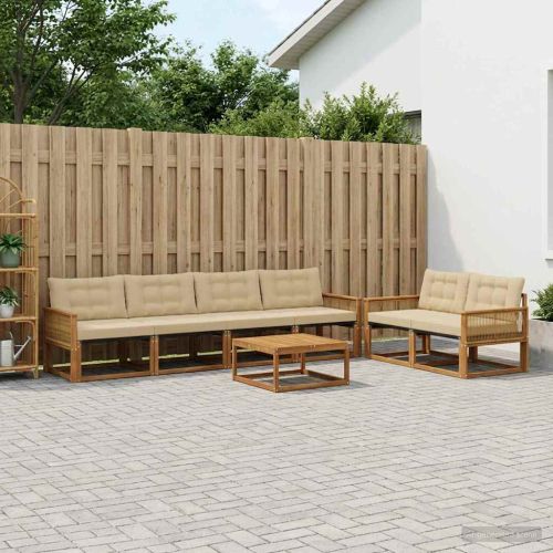 Комплект дивани за открито 7 pcs Натурален и Бежов