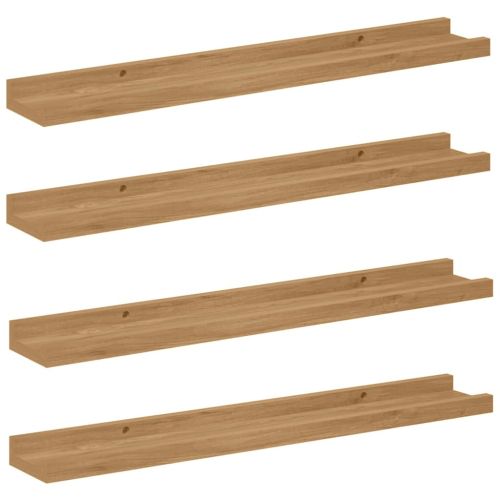 Стенен рафт с рафт 4 pcs Кафяво 60 x 9 x 3 cm Инженерно дърво