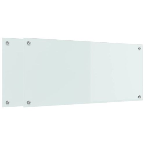 Кухненски гръб 2 pcs Бяло 90 x 40 cm закалено стъкло