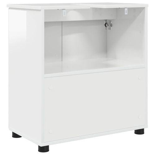 Шкаф за баня със съхранение Лъскаво бяло 61 x 35 x 64 см