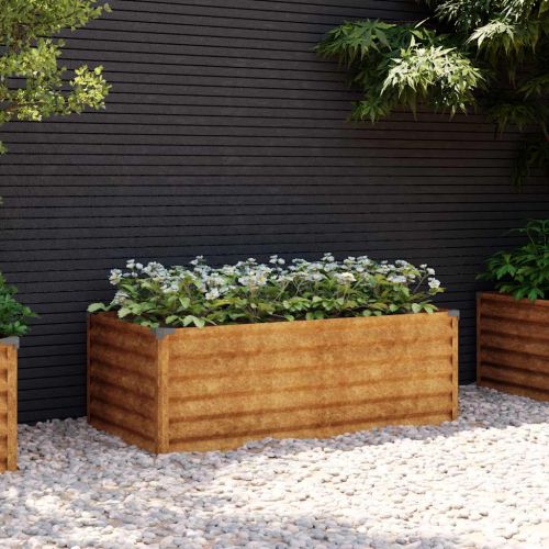 Повдигната градинска леха 100x50x36 см, кортенова стомана