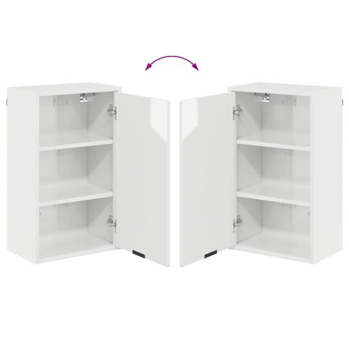Шкаф за баня Монтиране на стена Лъскаво бяло 39 x 23,5 x 65 см