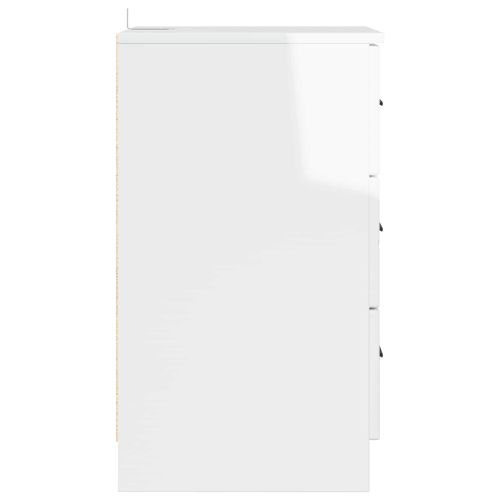 Нощен шкаф Бяло Със Силен Гланц 38 x 38 x 66 см Инженерно дърво