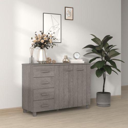 Сайдборд HAMAR, светлосив, 113x40x80 см, борово дърво масив