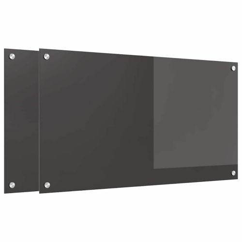 Кухненски гръб 2 pcs Тъмен сив 90 x 50 cm закалено стъкло