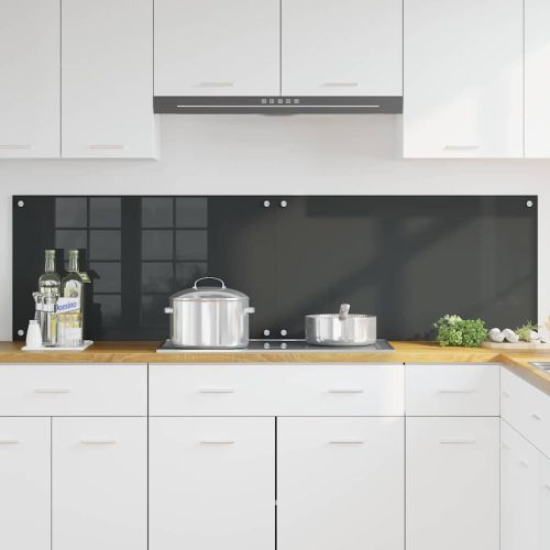Кухненски гръб 2 pcs Тъмен сив 90 x 50 cm закалено стъкло