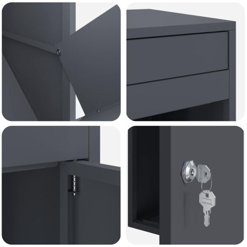 Пощенска кутия за пратки Антрацит 41 x 38 x 103 см Стомана