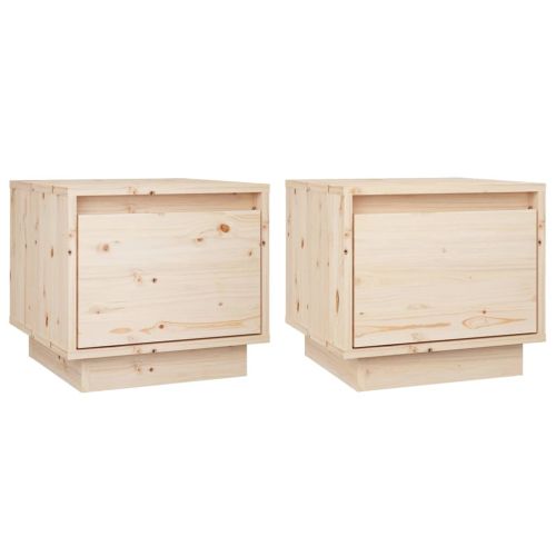 Нощни шкафчета, 2 бр, 35x34x32 см, борово дърво масив