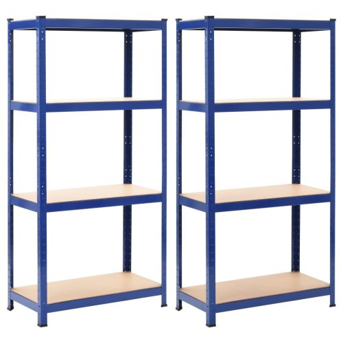 Рафтове за съхранение 2 бр сини 80x40x160 см стомана и MDF