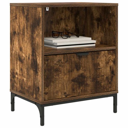 Нощен шкаф 2 pcs Опушен дъб 49 x 36 x 61 см Инженерно дърво