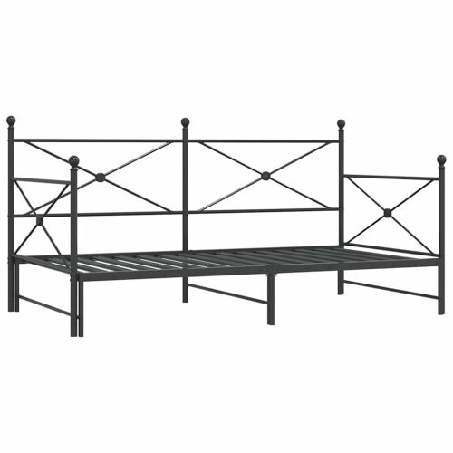 Дневна спалня с багажник без матрак Черно 107x203 cm Стомана