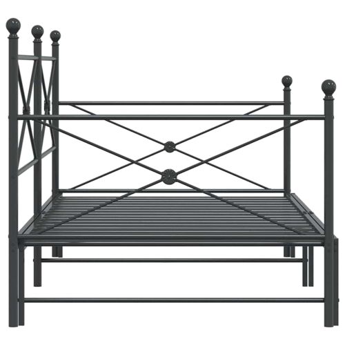 Дневна спалня с багажник без матрак Черно 107x203 cm Стомана